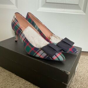 J. Crew Colette Pump in Tartan with Bow